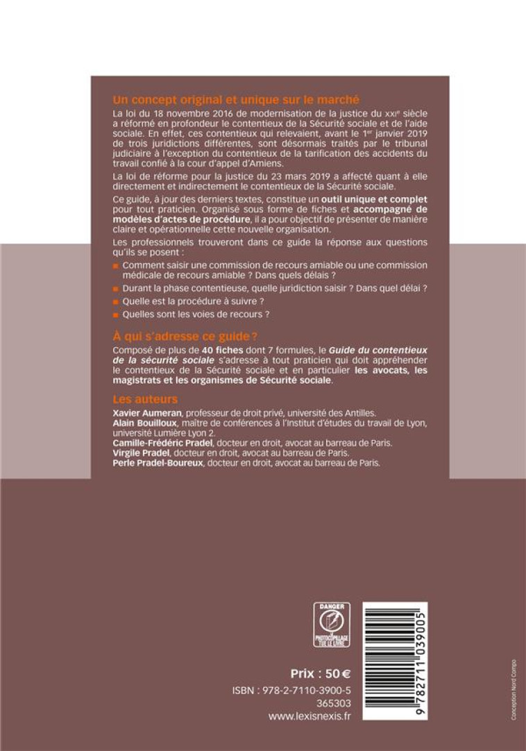 GUIDE DU CONTENTIEUX DE LA SECURITE SOCIALE 23/24 - BOUILLOUX/LEROY - Lexis Nexis/Litec