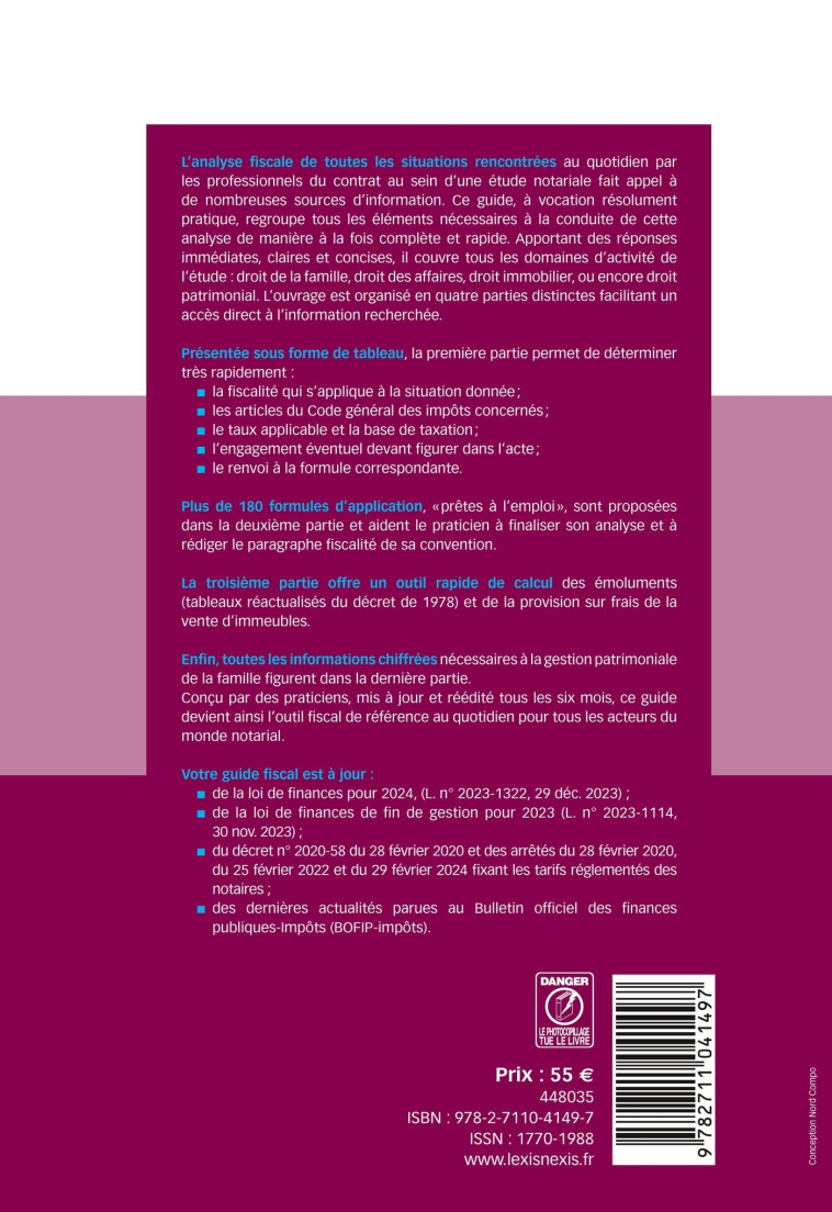 GUIDE FISCAL DES ACTES 2024 - 2EME SEMESTRE 2024 - DURTESTE/NICOLAIDES - LEXISNEXIS
