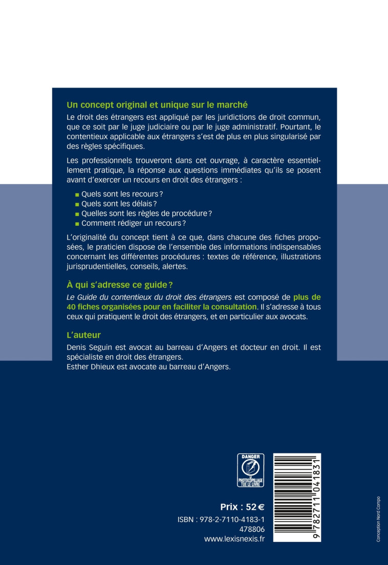 Guide du contentieux du droit des étrangers 24/25 - Denis Seguin - LEXISNEXIS