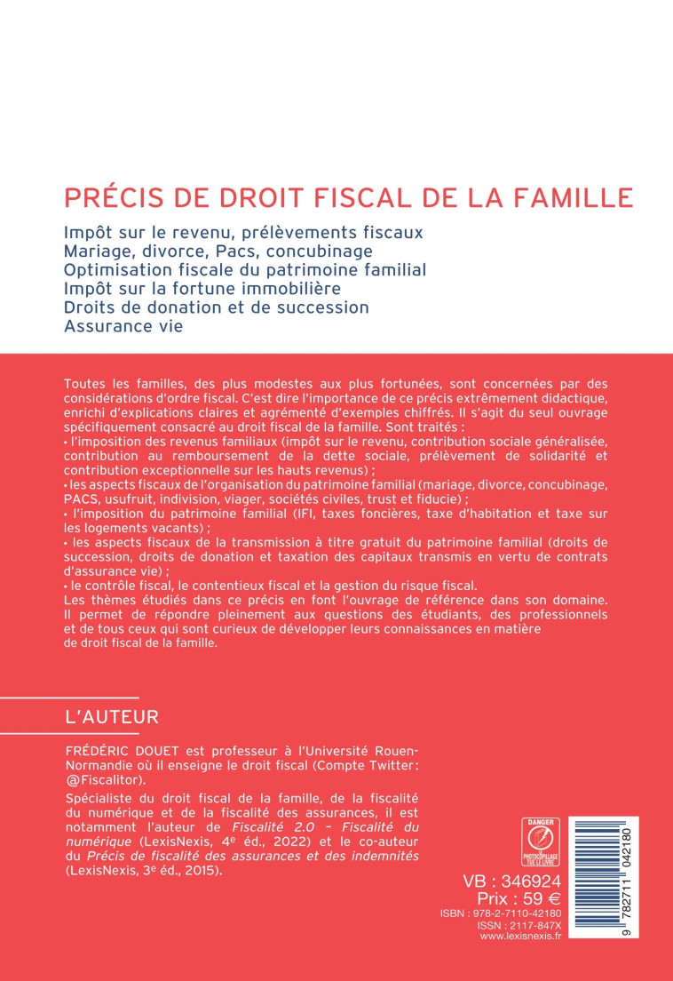 Précis de droit fiscal de la famille - Frédéric Douet - LEXISNEXIS